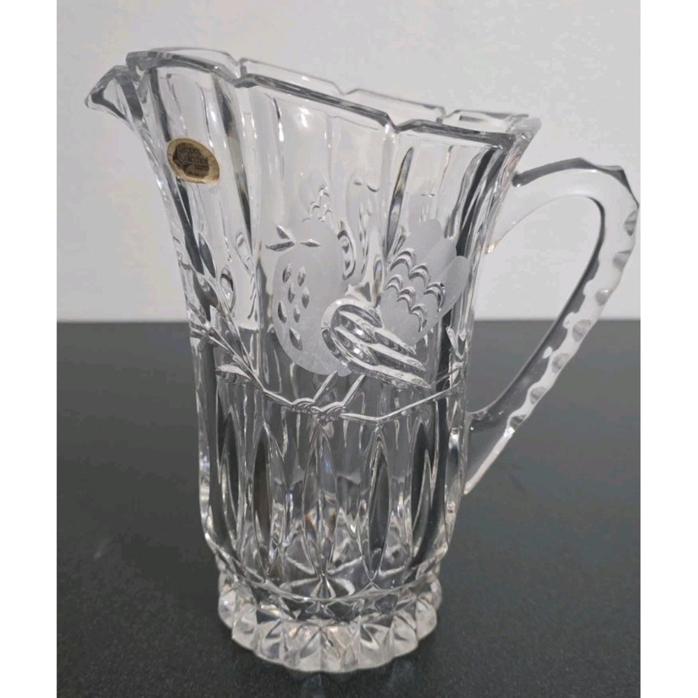 The European Collection Yugoslavia 24% Lead Crystal‎ Barware Pitcher Etched Bird